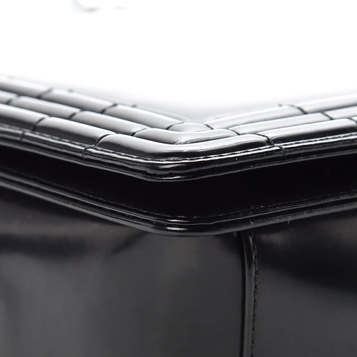 Glazed Calfskin Large Boy Flap Black