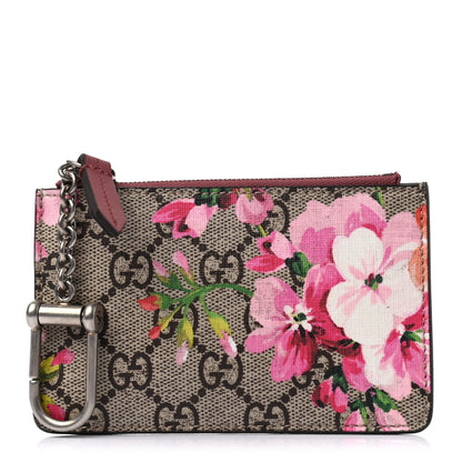 Gucci GG Supreme Monogram Blooms Key Ring Coin Case Beige Multicolor Dry Rose 1 of 6