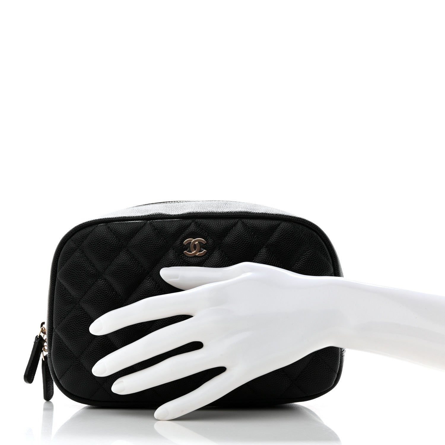 Chanel Caviar Quilted Medium Curvy Pouch Cosmetic Case Black 2 of 8