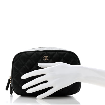 Chanel Caviar Quilted Medium Curvy Pouch Cosmetic Case Black 2 of 8