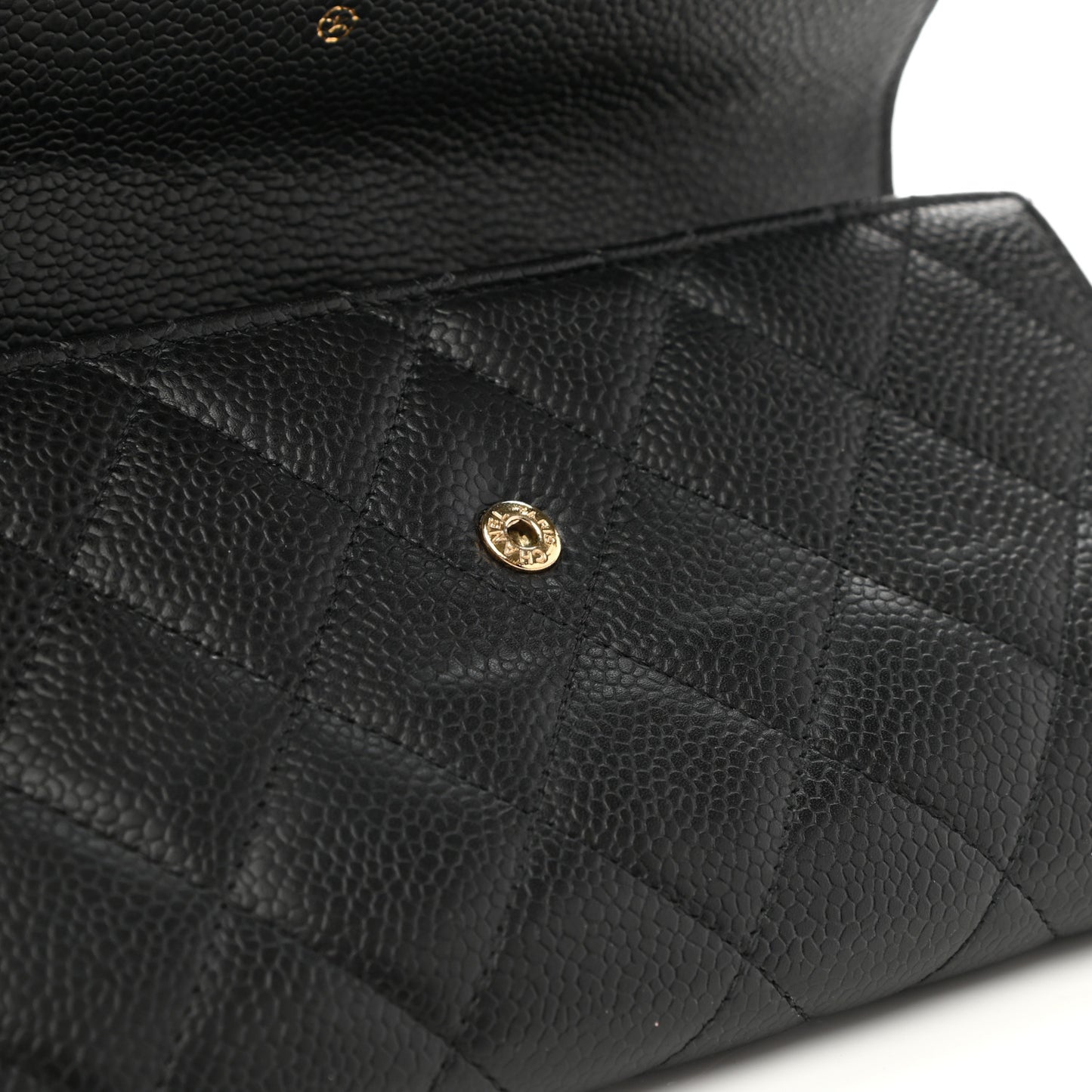 Caviar Quilted Large Gusset Flap Wallet Black