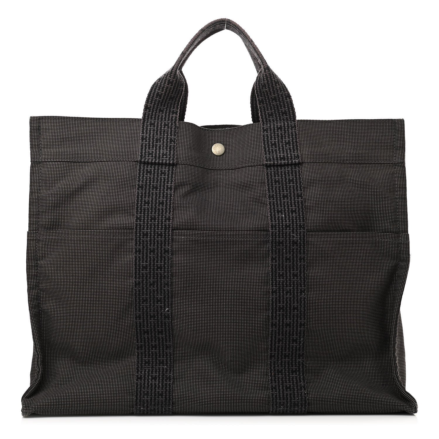 Hermes Canvas Herline Tote MM Grey 1 of 12