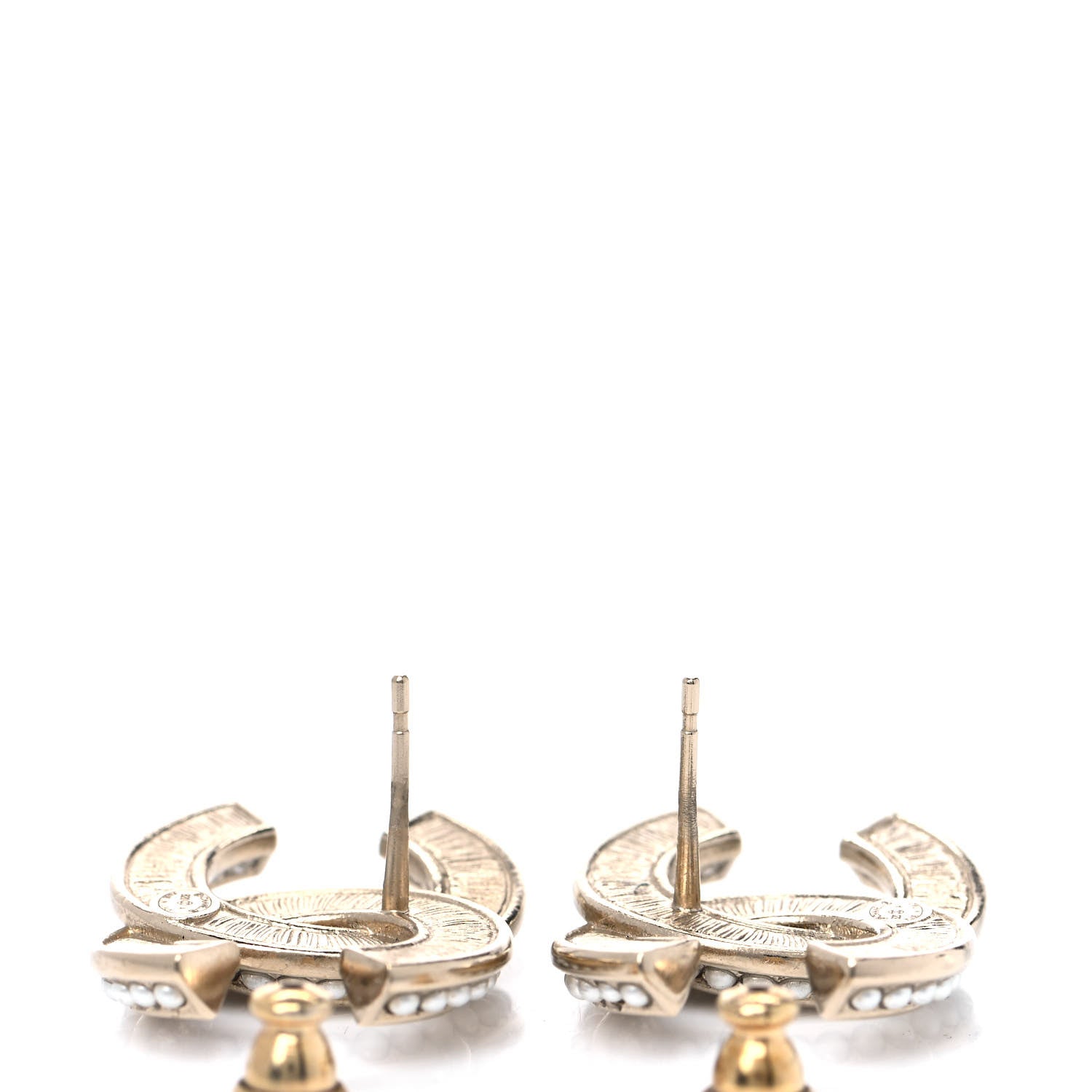 Chanel Crystal Pearl Chain Mania CC Earrings Gold 3 of 4