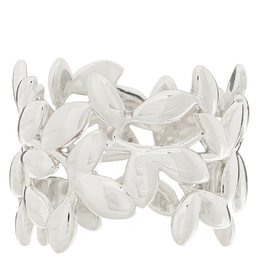 Tiffany Sterling Silver Wide Paloma Picasso Olive Leaf Band Ring 56 7.5 3 of 4