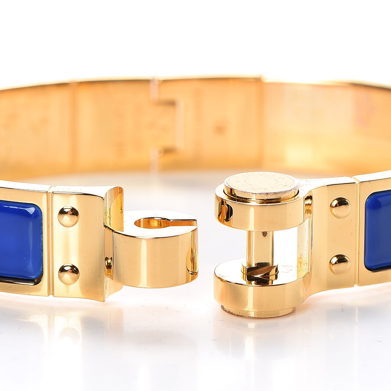 Hermes Enamel Charniere Uni Narrow Hinged Bracelet S Bleu Royal 4 of 6