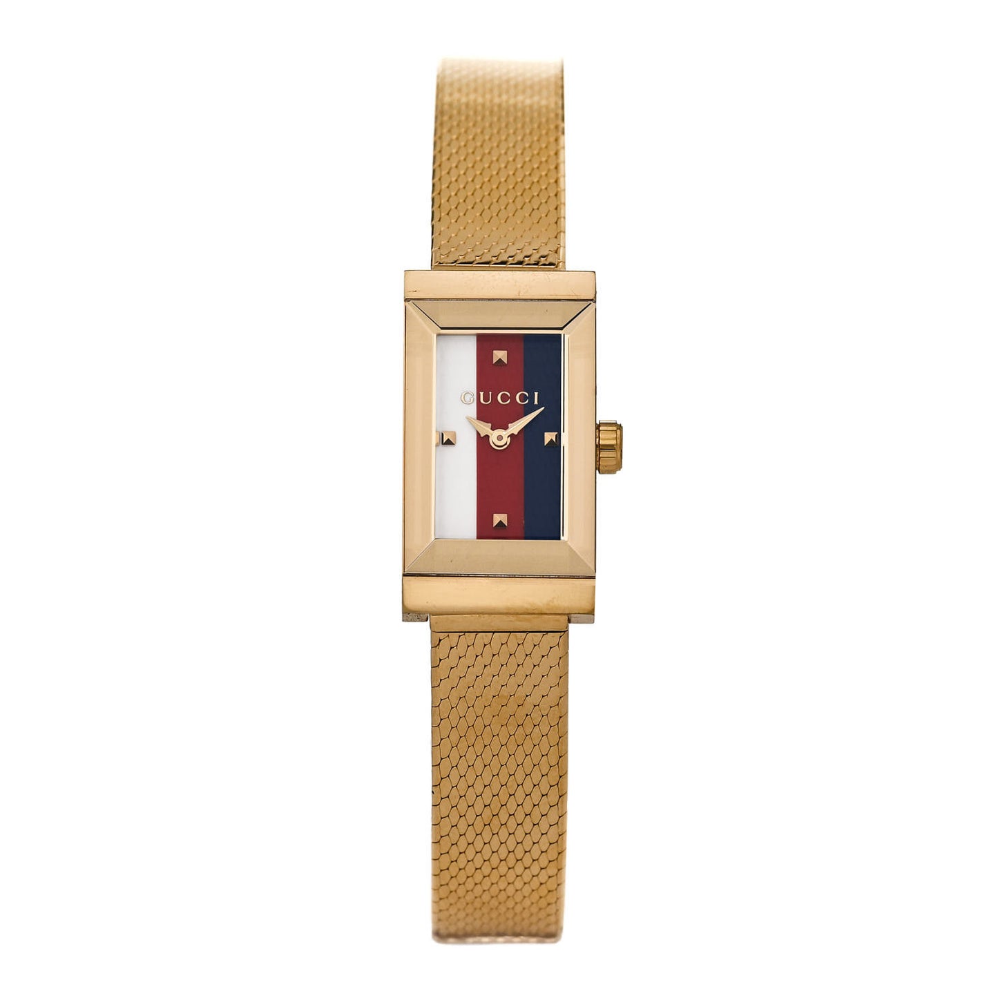 Stainless Steel 14mm Web G-Frame Quartz Watch Gold