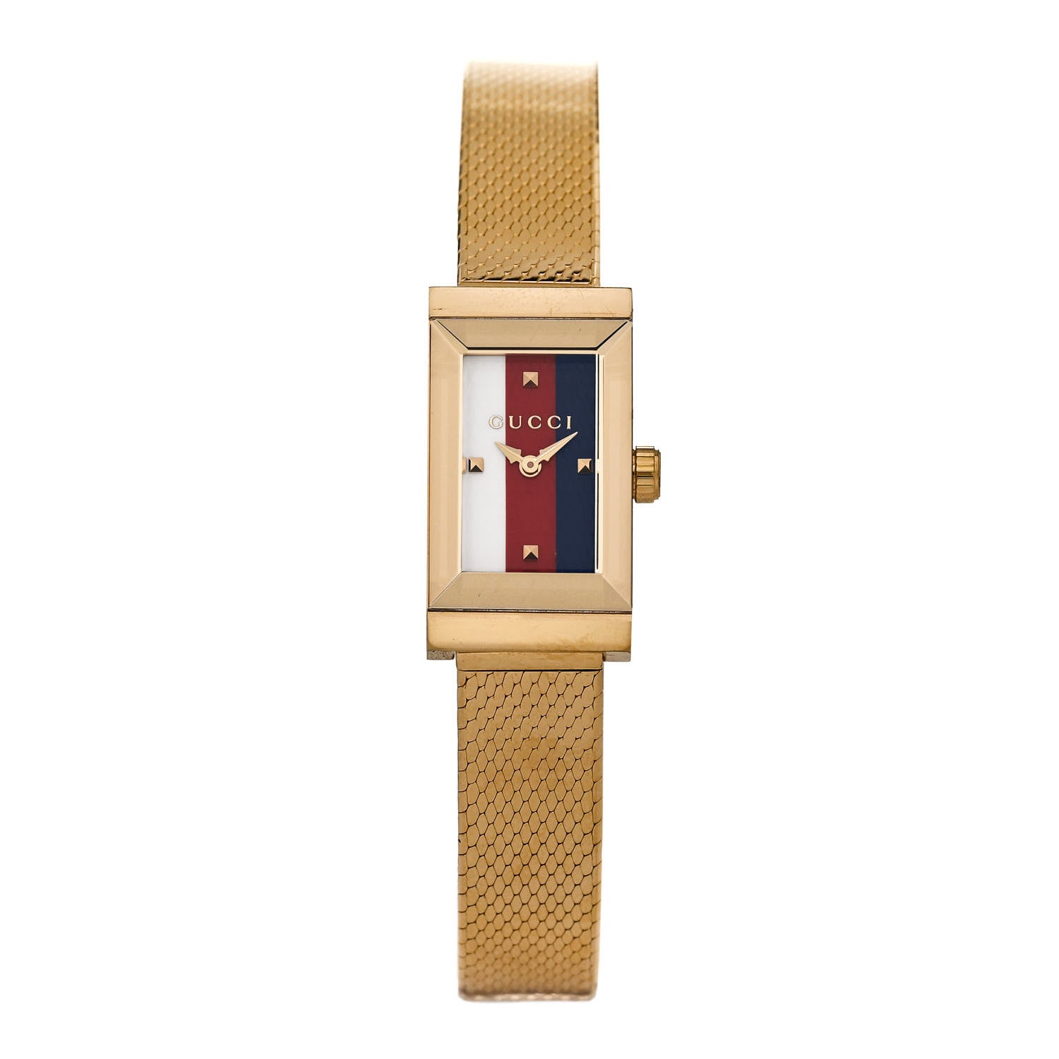 Gucci Stainless Steel 14mm Web G-Frame Quartz Watch Gold 1 of 5