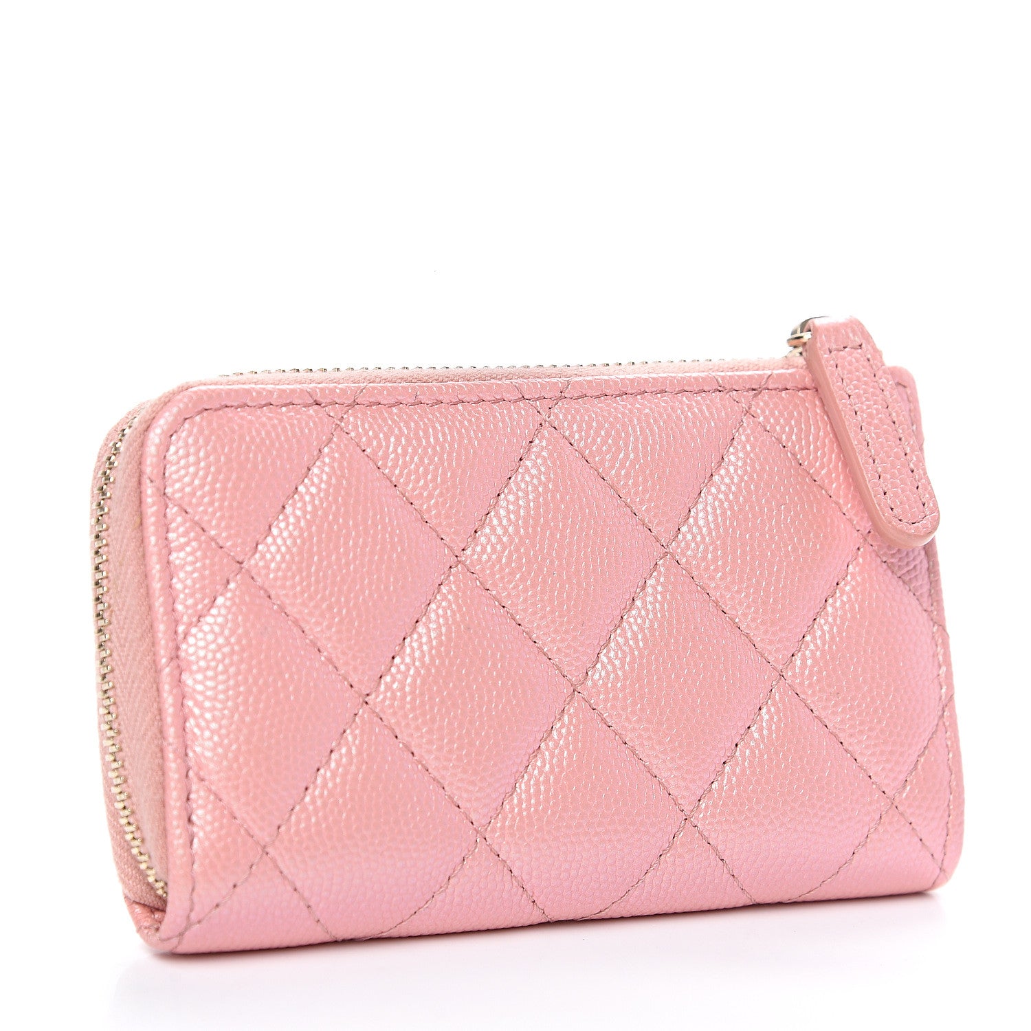 Chanel Iridescent Caviar Quilted Zipped Key Holder Case Rose Pink 2 of 8