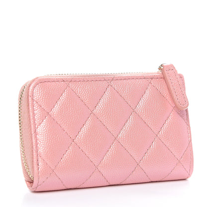 Chanel Iridescent Caviar Quilted Zipped Key Holder Case Rose Pink 2 of 8