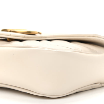 Gucci Calfskin Matelasse Super Mini GG Marmont Shoulder Bag White 10 of 11