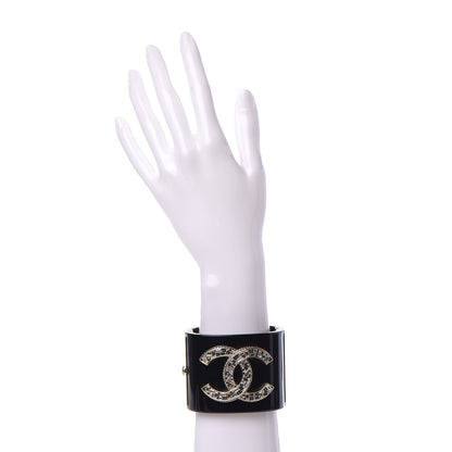 Chanel Resin Crystal CC Cuff Black Gold 2 of 7