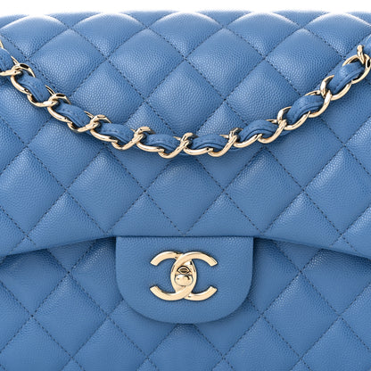 Chanel Caviar Quilted Jumbo Double Flap Blue 8 of 10