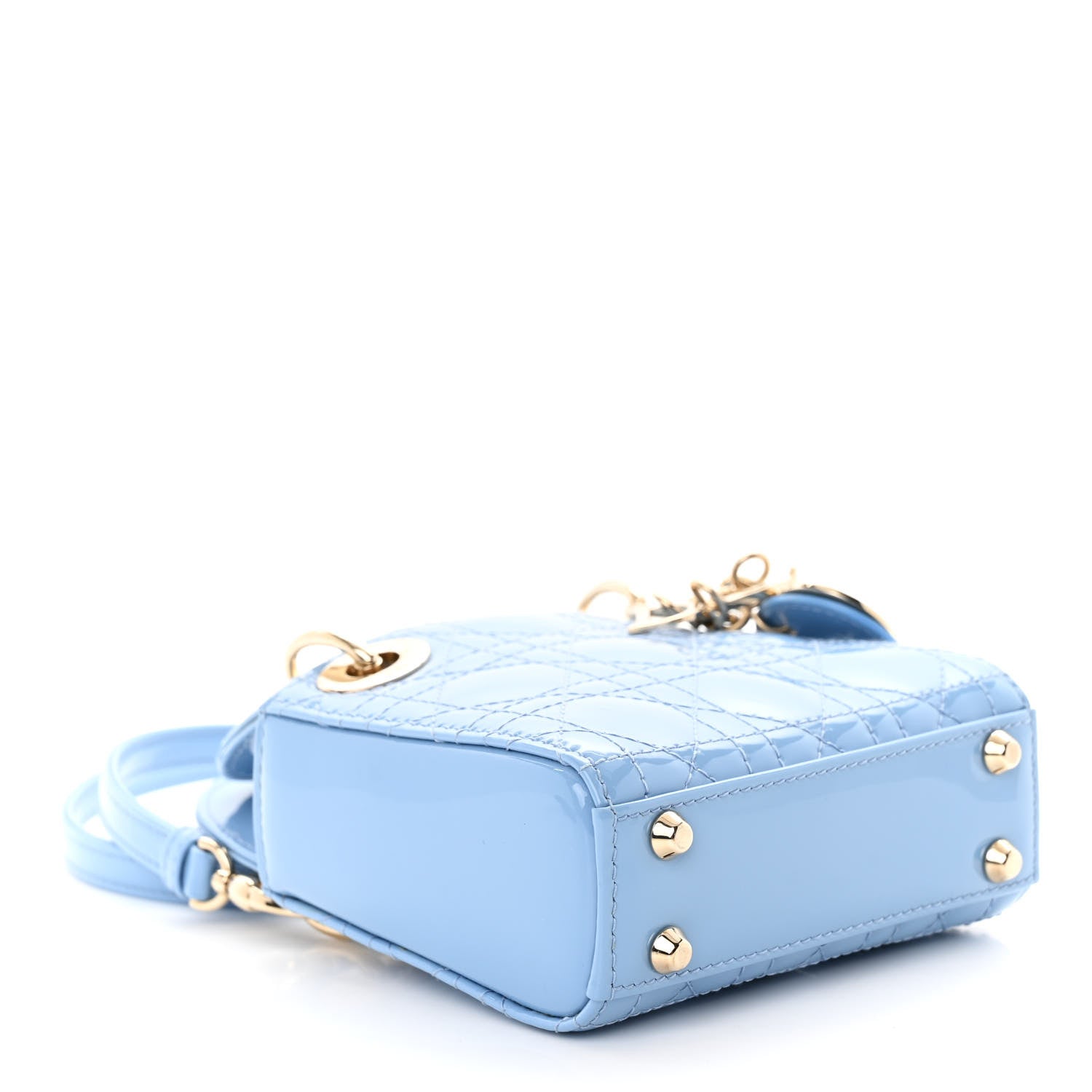 Christian Dior Patent Cannage Micro Lady Dior Cornflower Blue 4 of 9