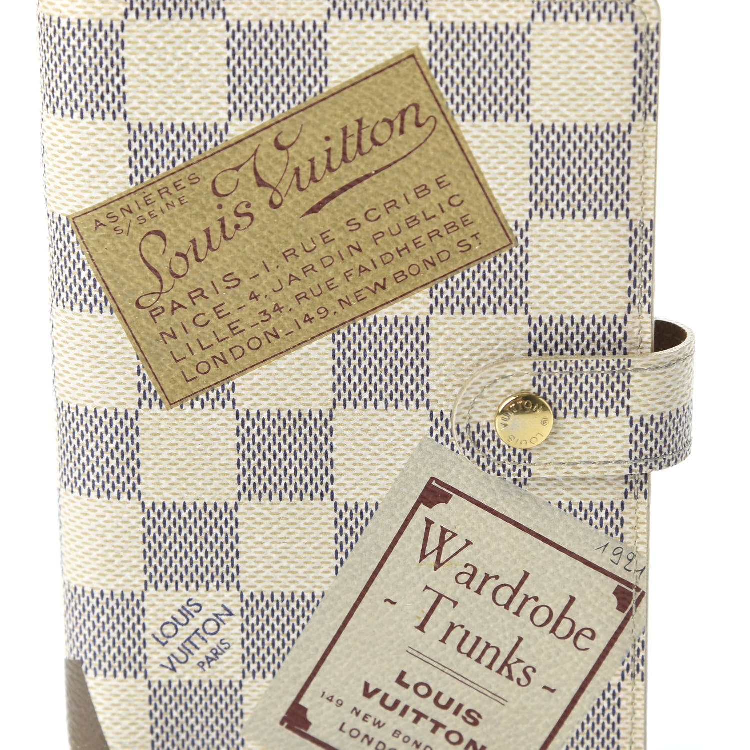 Louis Vuitton Damier Azur Illustre Small Trunks Labels Ring Agenda Cover 9 of 10