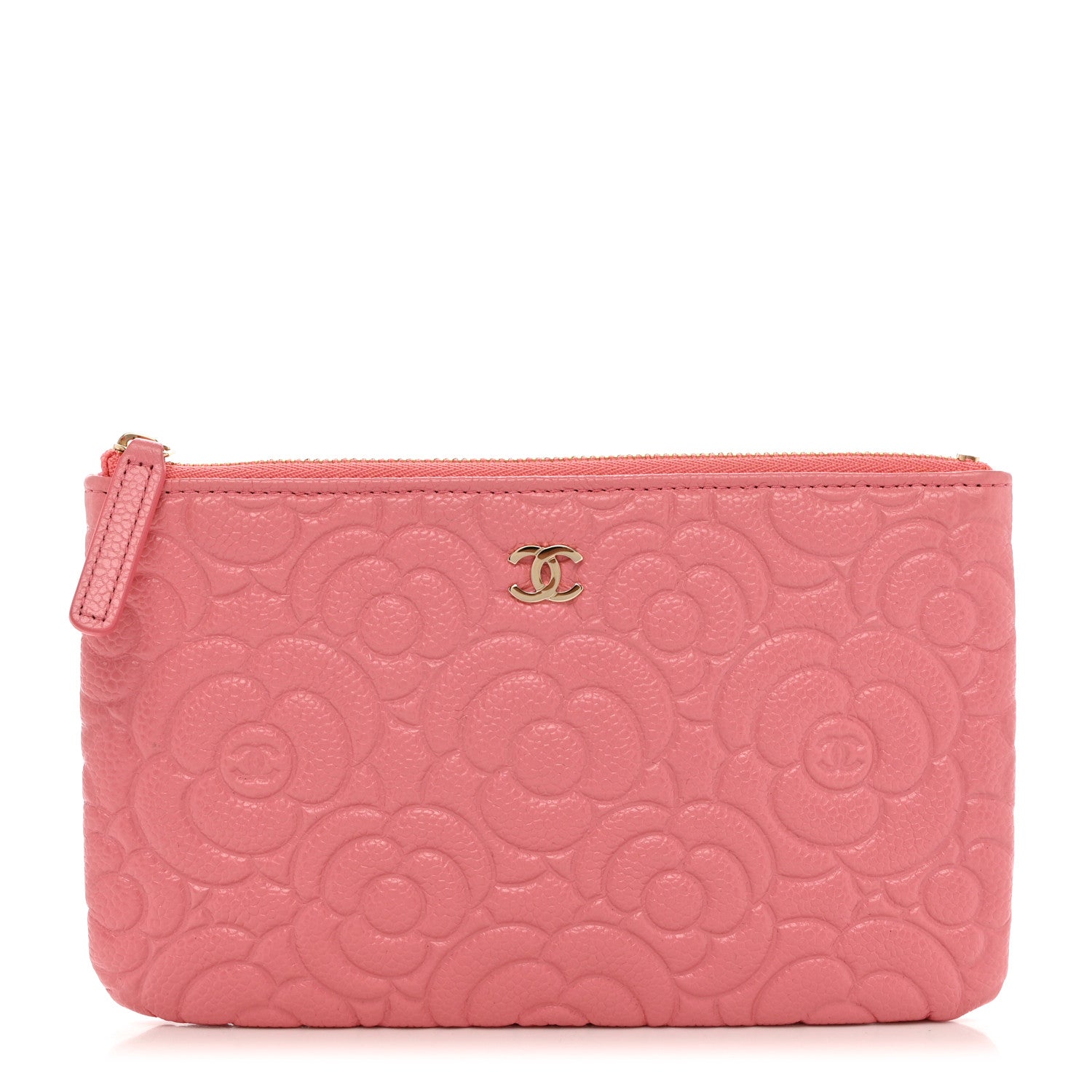 Chanel Caviar Camellia Embossed Cosmetic Pouch Pink 1 of 9