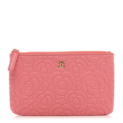 Chanel Caviar Camellia Embossed Cosmetic Pouch Pink 1 of 9