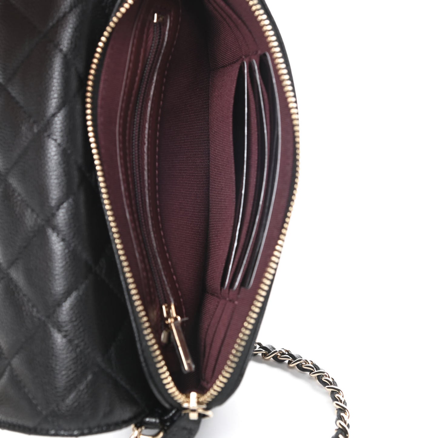 Caviar Quilted Flap Phone Holder With Chain Black