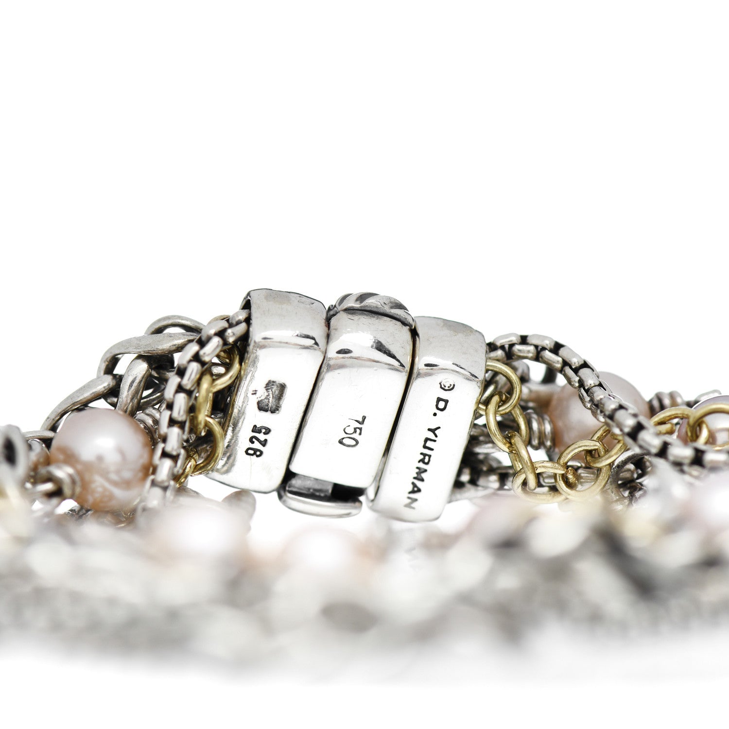 David Yurman Sterling Silver 18K Yellow Gold Pearl Multi Strand Bracelet 4 of 4