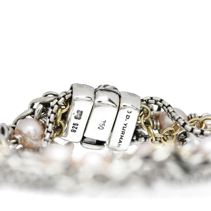 David Yurman Sterling Silver 18K Yellow Gold Pearl Multi Strand Bracelet 4 of 4