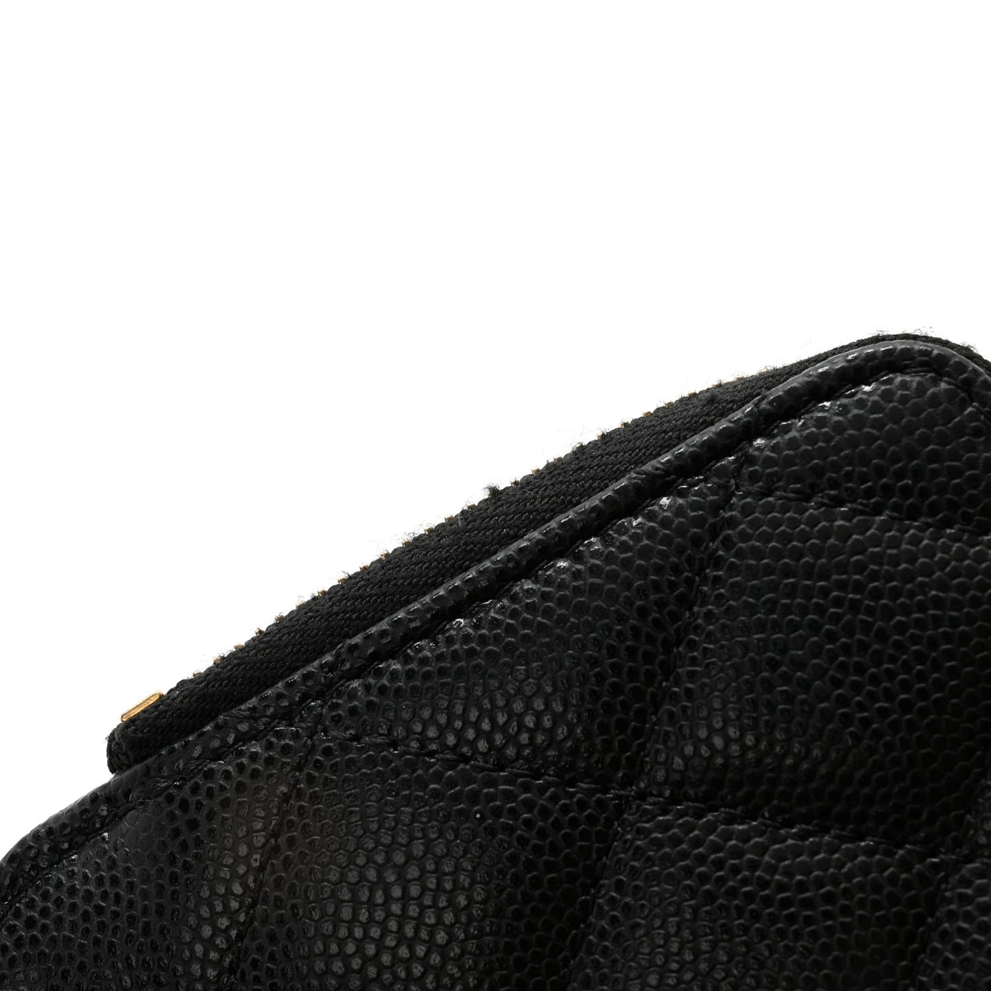 Caviar Quilted Phone Holder Zip Clutch Black