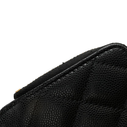 Chanel Caviar Quilted Phone Holder Zip Clutch Black 9 of 10