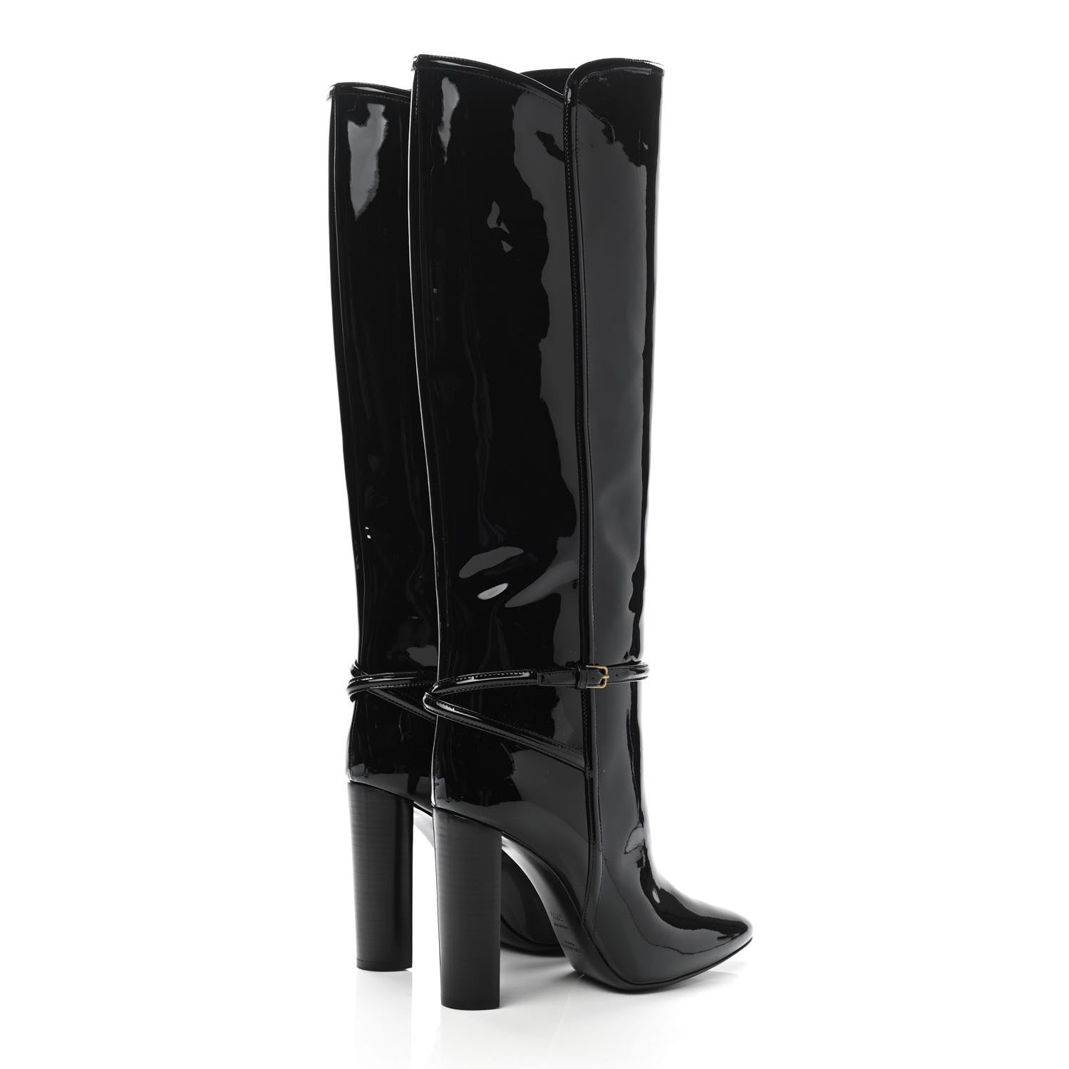 Saint Laurent Patent Soxiante 105 Knee High Boots 38.5 Black 4 of 8