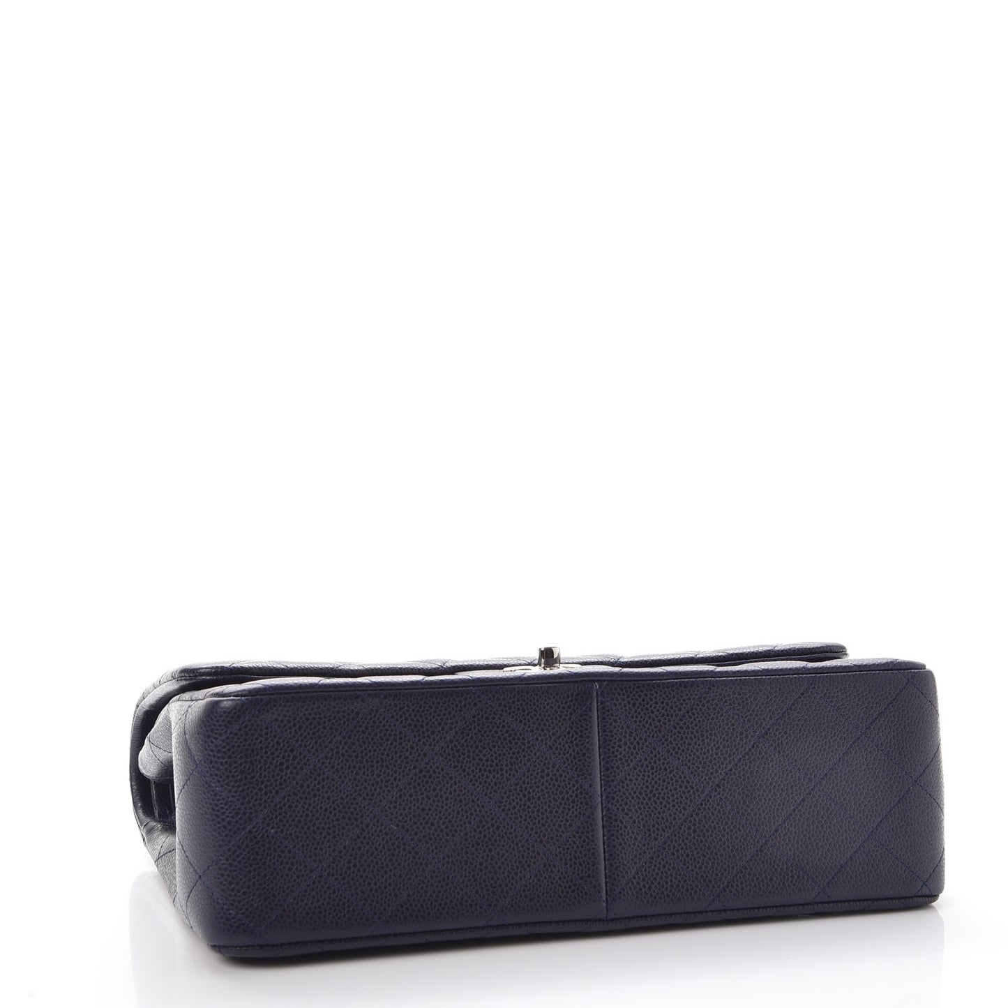 Caviar Quilted Jumbo Double Flap Navy Blue
