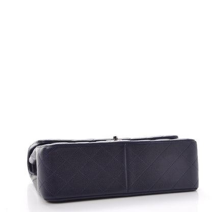 Chanel Caviar Quilted Jumbo Double Flap Navy Blue 5 of 9