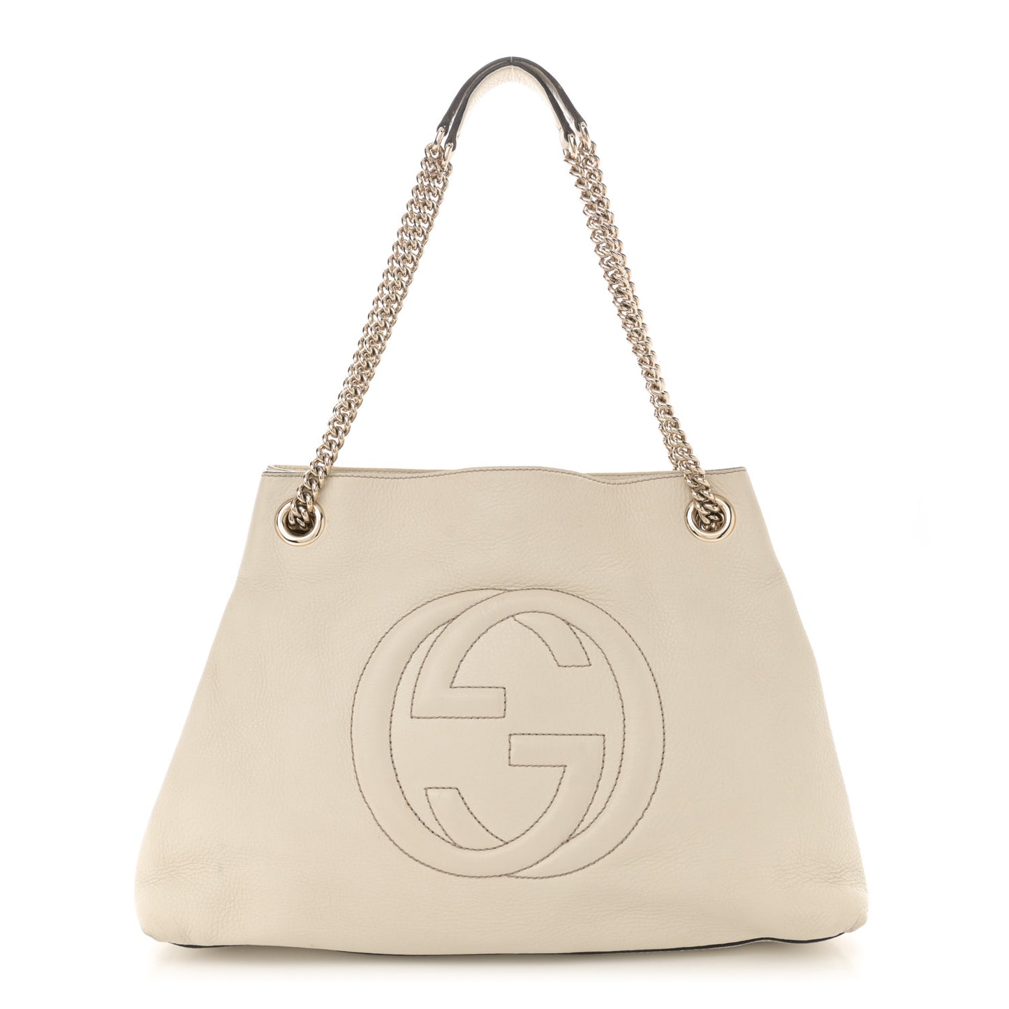 Pebbled Calfskin Medium Soho Chain Shoulder Bag Off White