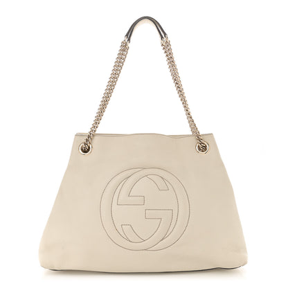Gucci Pebbled Calfskin Medium Soho Chain Shoulder Bag Off White 1 of 13