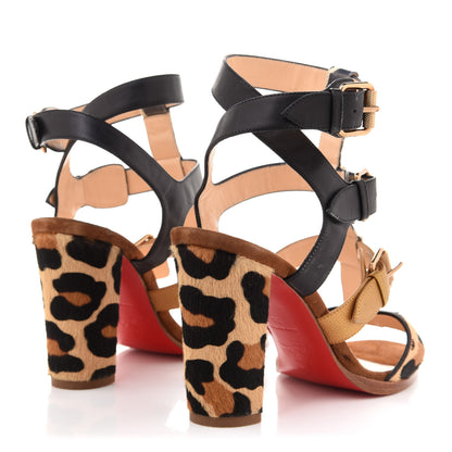 Christian Louboutin Calfskin Pony Hair Suede Leopard Print Sandals 38 4 of 12