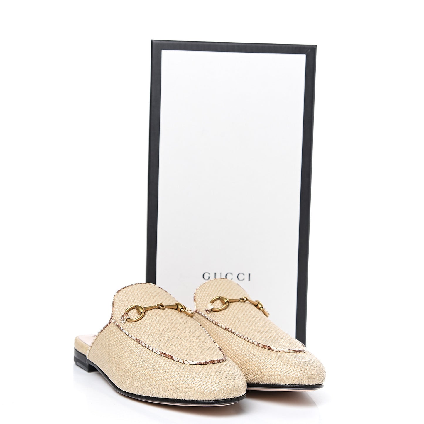 Straw Elaphe Womens Princetown Slippers 39 Natural Cream Brown