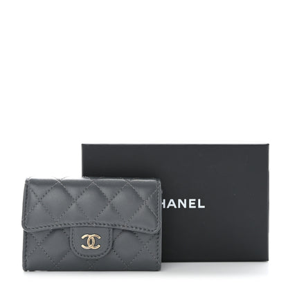 Chanel Lambskin Quilted Flap Card Holder Wallet Dark Grey 9 of 9