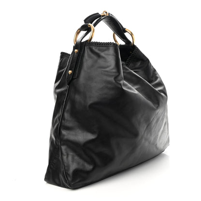 Gucci Calfskin Large Horsebit Chain Hobo Black 3 of 9
