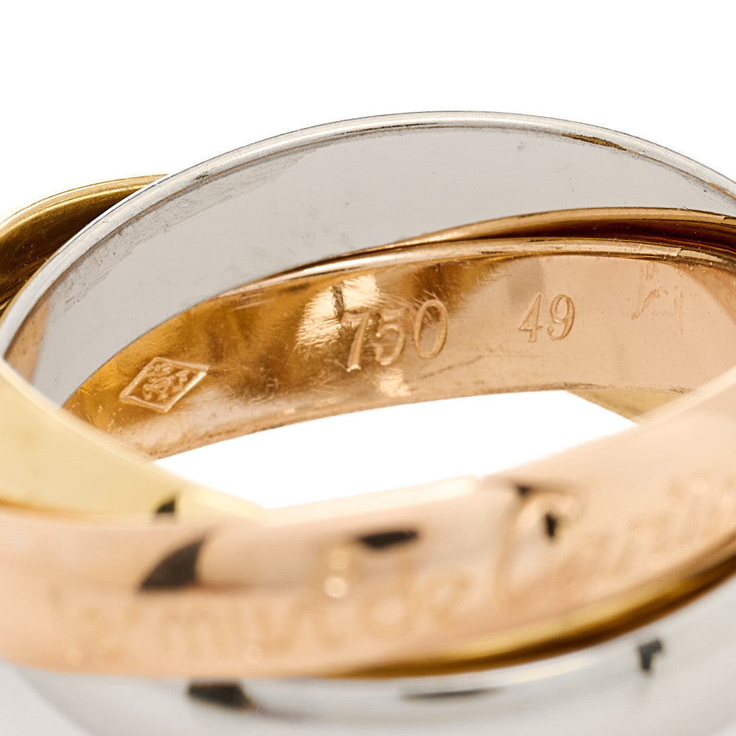 18K Pink Yellow White Gold Classic Les Must De Cartier Trinity Ring 49 4.75