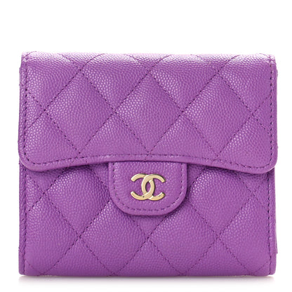 Chanel Caviar Quilted Compact Flap Wallet Purple 1 of 11