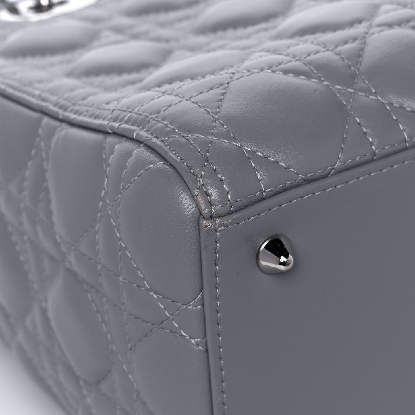 Lambskin Cannage Medium Lady Dior Crystal Strap Grey