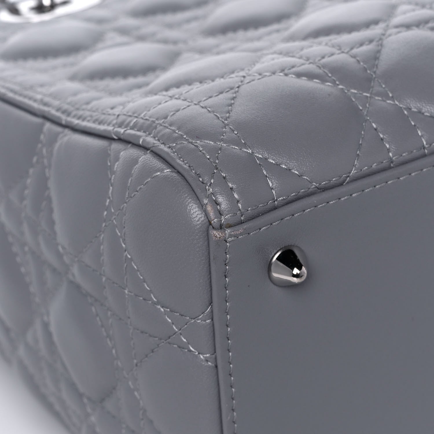 Christian Dior Lambskin Cannage Medium Lady Dior Crystal Strap Grey 12 of 16