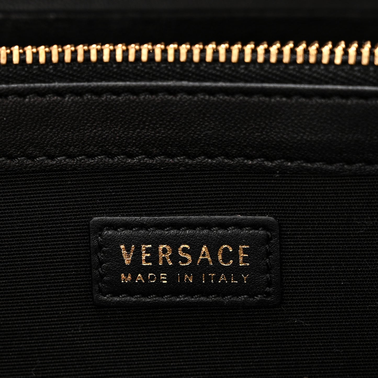 Lambskin Studded Quilted Medusa Wallet on Chain Crossbody Black Gold
