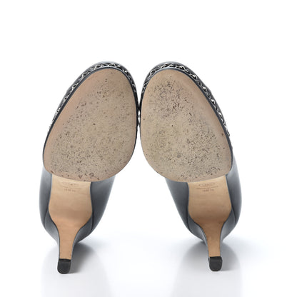 Chanel Lambskin CC Cap Toe Platform Chain Pumps 38.5 Black 5 of 9