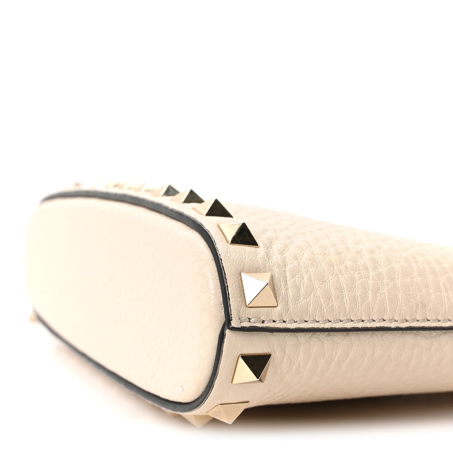 Grainy Calfskin Mini Rockstud Flip Lock Tote Ivory