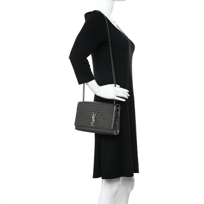 Saint Laurent Ribbed Calfskin Medium Monogram Kate Satchel Anthracite 2 of 11