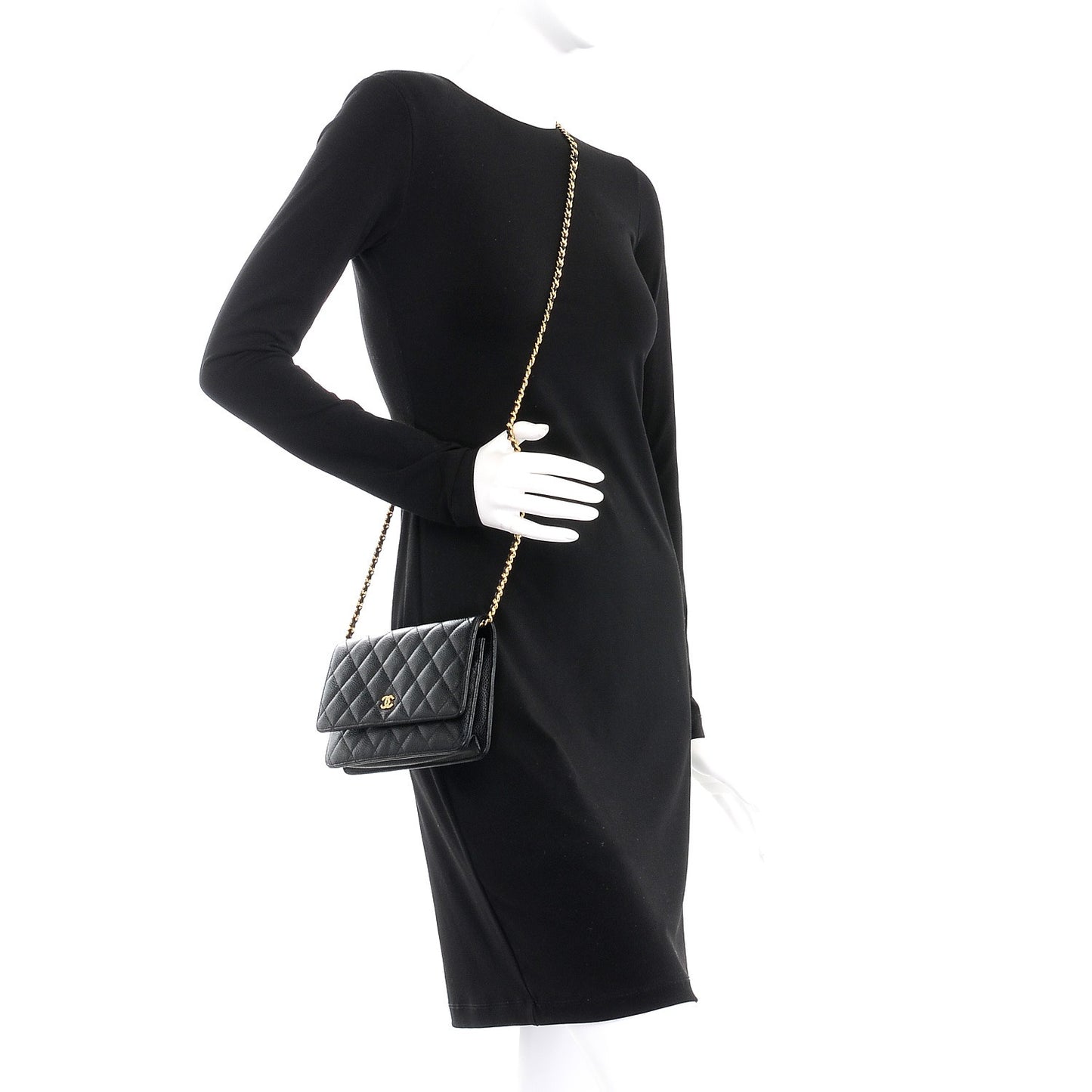 Caviar Quilted Wallet On Chain WOC Black