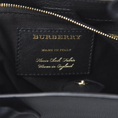 Burberry Grainy Calfskin House Check Small Banner Tote Black 6 of 14
