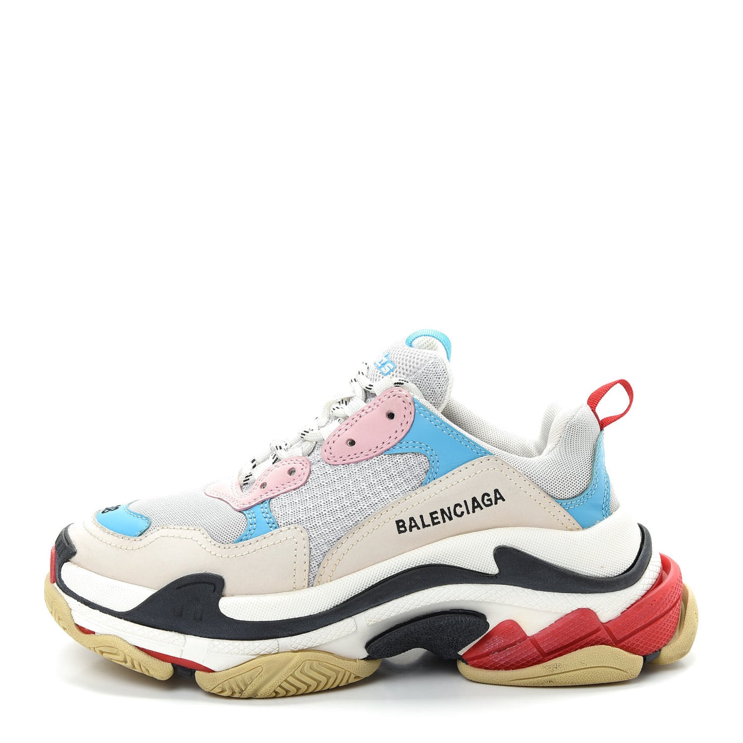 Fabric Mesh Womens Triple S Sneakers 38 White Blue Pink
