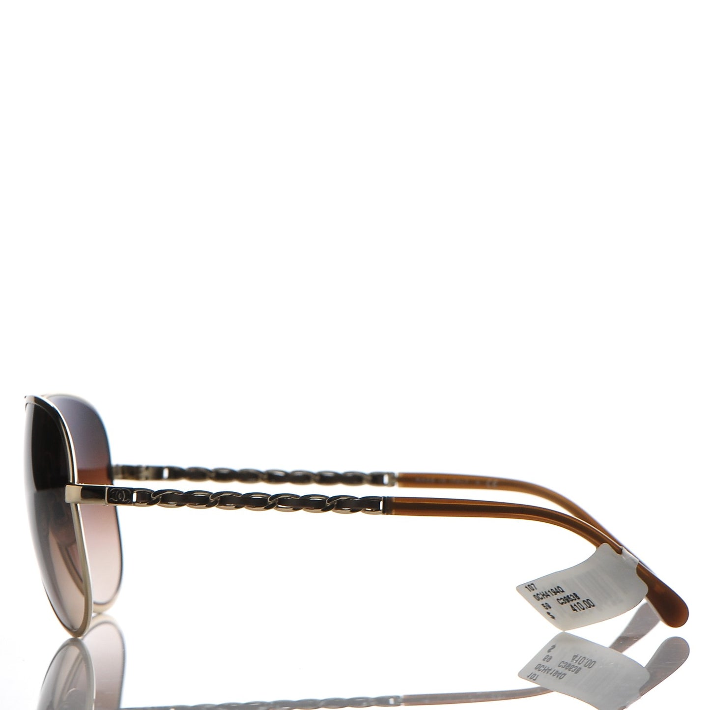 Lambskin Aviator Chain Sunglasses 4194-Q Gold