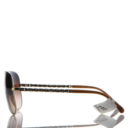 Chanel Lambskin Aviator Chain Sunglasses 4194-Q Gold 3 of 7