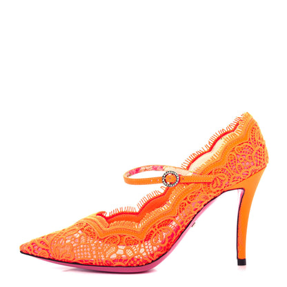 Gucci Lace Pizzo Venice Pumps 35.5 Orange Fluo 1 of 10
