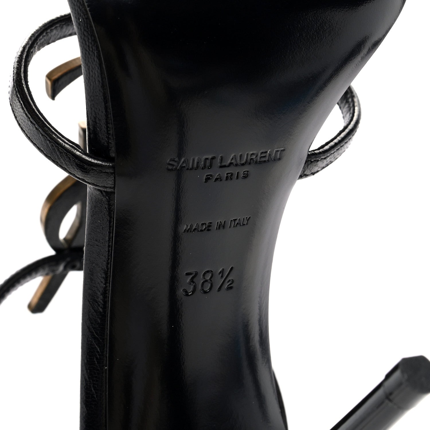 Saint Laurent Calfskin Cassandra 100 Sandals 38.5 Black 7 of 9
