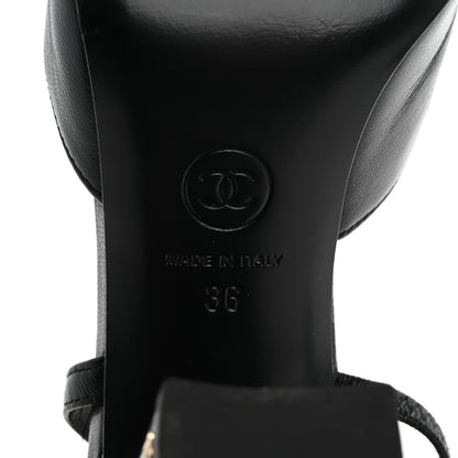 Chanel Lambskin Grosgrain Cap Toe CC Slingback Pumps 36 Black 8 of 13